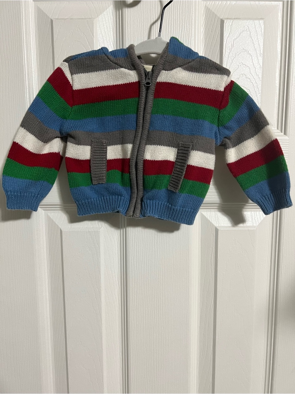 3m Striped Hooded Zip Sweater Jacket - Blue, Red, Green